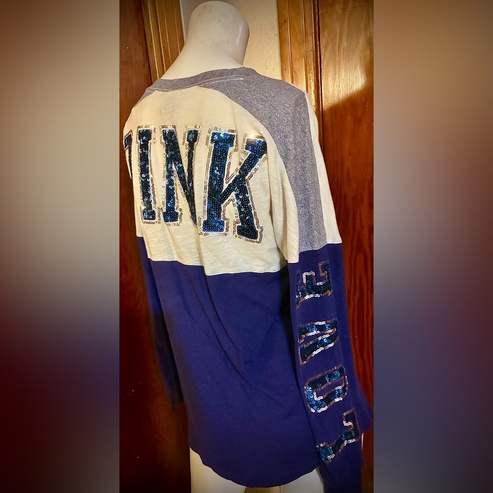 Victoria’s Secret Pink Bling Long Sleeve Oversized T-Shirt - Size S - Picture 3 of 5